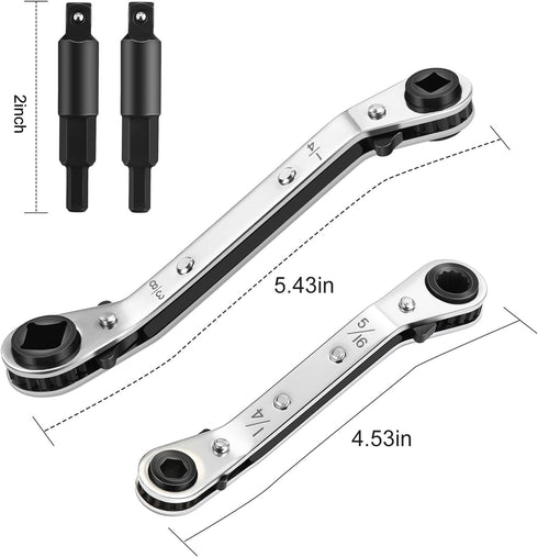 WADEO HVAC Service Wrench Set, 4 Sizes, Hex Bit Adapter, Compact Design, Suitable for Air Conditioning and Refrigeration Equipment Repair...