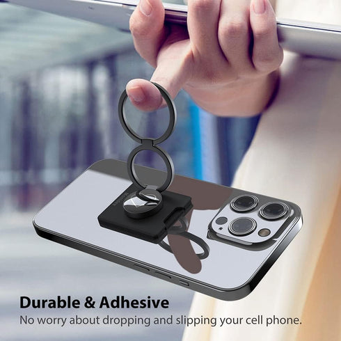 Phone Grip, Phone Ring Holder Finger Kickstand Wireless Charging Friendly, Foldable & Adjustable Double Metal Cell Phone Rings Gripper Stand for i...