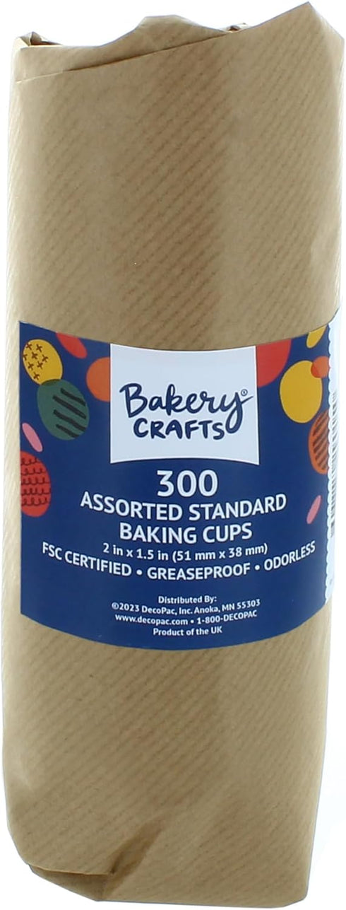 Bakery Crafts Pastel Everyday Baking Cups - 300-2" Cupcake Liners With Multi-colored Stars, Confetti, And Flowers In Pastel Shades, Greaseproof Pa...