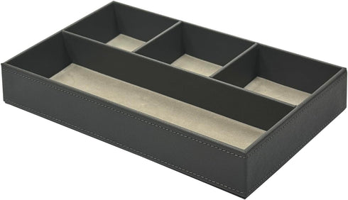 UnionBasic Flat 4-Slot Leather Desk Drawer Tray Stationery Sundries Gadget Organizer Storage Box Pen Pencil Holder Case Container, Elegant Grey...