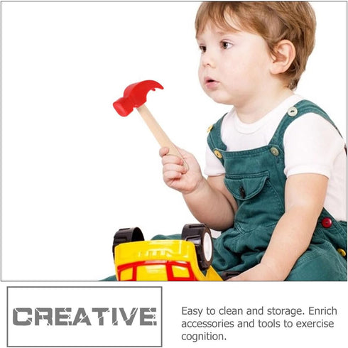 3 Pcs Wooden Hammer Toys Simulation Hammers Model Small Maintenance Tools for Kids (Red+Green)...