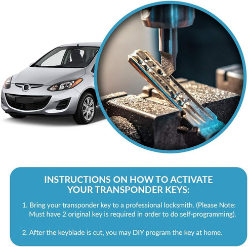 New Uncut Replacement Transponder Ignition Car Key for Select Mazda...