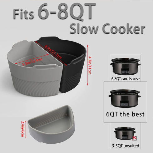 Slow Cooker Liners?Cook Two Things at Once and Easy Clean?Crock Pot Divider?Suitable for 6-8QT Crock?Silicone Crock Pot Liners Oval (2)...