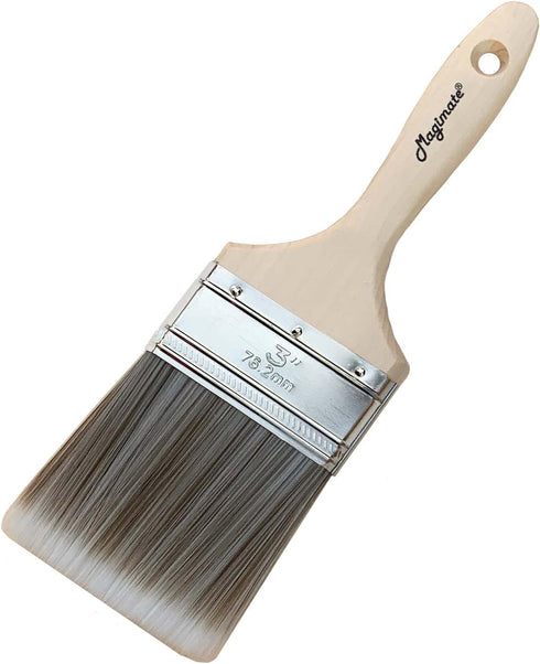 Flat Paint Brush Soft Bristle 3 inch Wide Wooden Stain Brush for Walls, Furniture, Chalk and Fence, Utility Household Paint Brush...