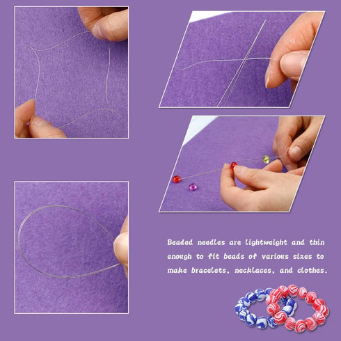 58 Pcs Beading Needles Set,50 Pcs Long Straight Beading Thread Needles, 8 Pcs Big Eye Beading Needles with Threader, Needle Bottle, Yarn Scissors,...