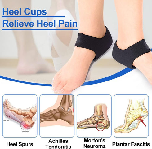 Plantar Fasciitis Relief Heel Pain Heel Cups for Women and Men, Shock Absorption Heel Cushion Heel Sleeves Heel Protectors Pads, Heel Support for ...