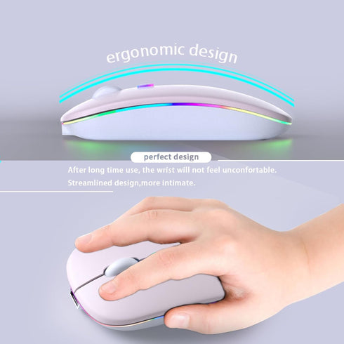Wireless Bluetooth Mouse, Rechargeable LED Dual Mode Mouse (Bluetooth 5.2 and USB Receiver) Portable Silent Mouse,for Laptop/Desktop/Tablet(Pink)...