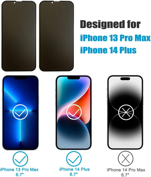 2-Pack Matte Privacy Screen Protector For iPhone 13 Pro Max/iPhone 14 Plus, Anti-Glare Anti-Spy Scratch Resistant Tempered Glass Film, Rounded Edg...