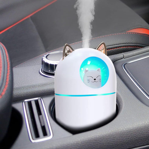 Small Humidifier Cute Portable Cool Mist Humidifier 300ML 7 Color Night Light USB Air Humidifier for Bedroom Office Desk Car Plants Travel (White)...