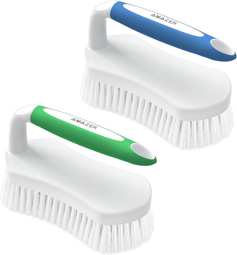 Amazer Scrub Brush for Cleaning Comfort Grip Shower Scrubber Flexible Stiff Bristles with Handle Heavy Duty Cleaner Brush for Tub Sink Carpet Floo...