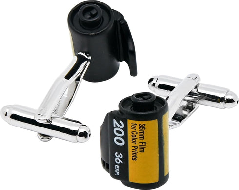 Funny Camera Roll Film Cufflinks for Men Dress In Gift Case Unique Black Men's Cufflinks Set for Wedding Party Birthday Anniversary Dress...