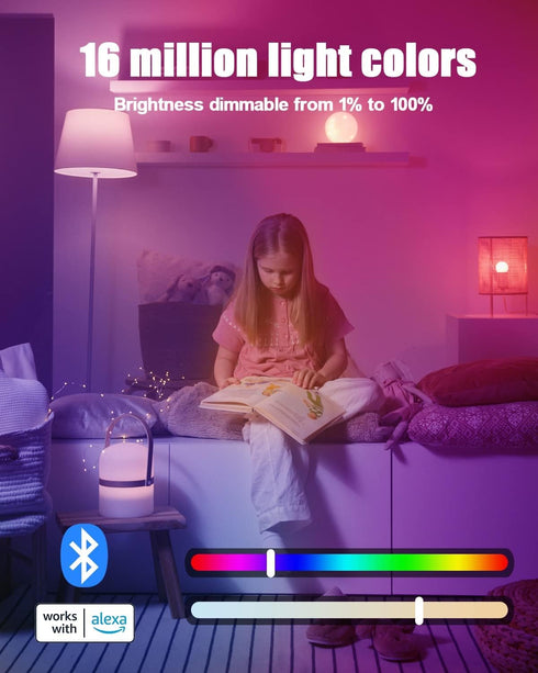 DOGAIN Alexa Light Bulb, E12 LED Candelabra Bulbs Cololr Changing Bluetooth Mesh Light Bulbs 360LM Smart Light Bulbs That Work with Alexa Only Dim...