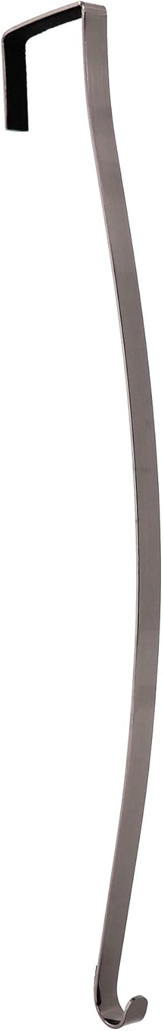 Haute Decor HighProfile Curved Wreath Hanger (Brushed Nickel) - Strong Metal Over The Door Wreath Holder Hook for Doors with Raised Features and T...