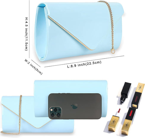 Dexmay Patent Leather Envelope Clutch Purse Shiny Candy Foldover Clutch Evening Bag for Women...