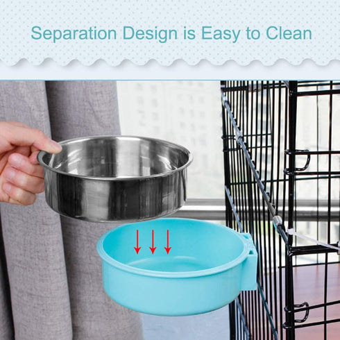 Crate Dog Bowl, Removable Stainless Steel Water Food Feeder Bowls Hanging Pet Cage Bowl Cage Coop Cup for Dogs Cats Puppy Rabbits Bird and Small P...