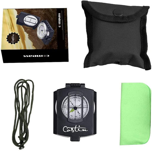 COSTIN Multifunctional Compass, Metal Military Waterproof High Accuracy Compass with Map Measurer, Distance Calculator,Bubble Level Perfect for Ou...