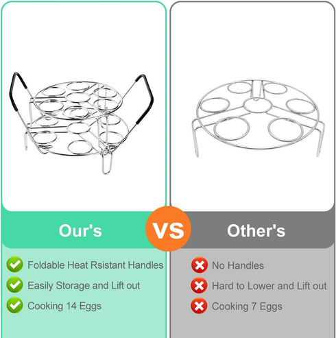 Stackable Egg Steamer Rack, BiaoGan Egg Cooking Rack with Heat Resistant Silicone Handles Compatible with Instant Pot Accessories 6,8 Quart, 14 Eg...