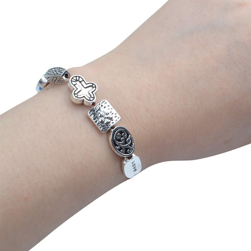 100g (About 70-120pcs) Antique Silver Spacer Beads Mixed Small Tibetan Loose Beads for Bracelet Necklace Jewelry Making,5-12mm...