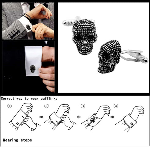 Personalized Skull Cufflinks Funny Cufflinks for Men Unique Cufflinks 3D Designs for Men's Shirts and Dresses Halloween Gifts...