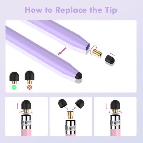 StylusHome 5 Pack Stylus Pens for Touch Screens, Dual-end High Sensitivity Capacitive Stylus for iPad, iPhone, Android Smartphone and Tablets All ...