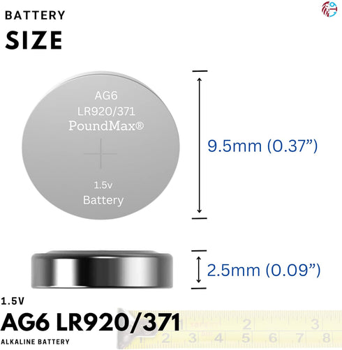 AG6 LR920/371 Batteries 1.5v Alkaline Button Cell Battery - 10 Count...