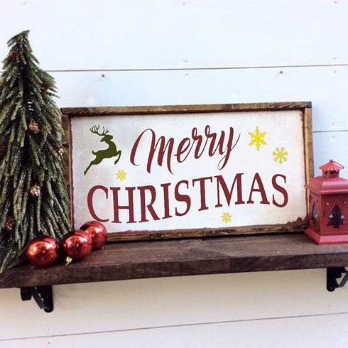 Christmas Stencils for Painting on Wood - Vertical Merry Christmas and Let it Snow Sign - Large Christmas Stencils for Crafts Reusable - Pefect si...