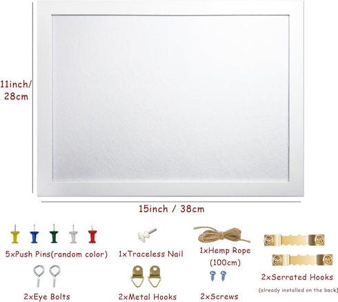 White Bulletin Board Cork Boards with Felt, 15"x11" Small Display Pin Board Vision Board for Walls, Jewelry, Notes, Collection, Photos, Office, Wo...