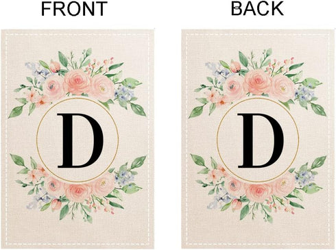 Monogram Letter D Garden Flags for Outside 12x18 Inch Double Sided, Outdoor Patio Front Porch Lawn Garden Decor, Family Last Name Yard Flag,Spring...