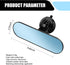 1 PC Car Interior Rearview Mirror, 8.66" x 2.55" Strong Adhesive Suction Cup HD Windshield Rear Flat Glass Mirror, Decorative Modification Accesso...