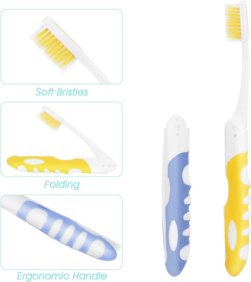 2Pcs Travel Toothbrush Kit Portable Toothbrush Soft Bristles Brushes Folding Toothbrush Bulk Collapsible Toothbrush for Camping Hiking...