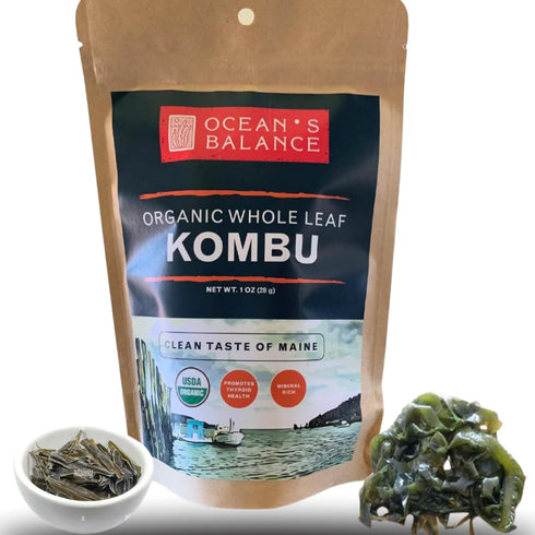 Ocean's Balance Organic Whole Leaf Kombu – Maine Coast Vegetables for Keto, Paleo, Vegetarian & Vegan Diets – Sweet Seaweed Gluten Free Products (...