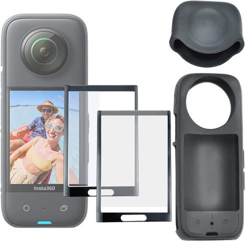 Silicone Case Lens Cap Screen Tempered Film for Insta360 One X3...