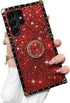 A13 for Samsung Galaxy A13 5G Bling Case,Luxury Bling Glitter Sparkle Cute Gold Square Corner Soft Trunk Cover with Finger Ring Grip Kickstand Pho...