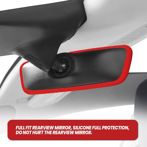 Car Rear View Mirror Silicone Protector Cover, Compatible with Model 3/Y, Auto Interior Mirror Decoration Frame, Car Accessories (Red)...
