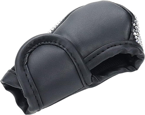 Faux Leather Shine Stone Gear Shift Knob Cover Unique Style Shifter Protective Sleeve Velcro Type (Black)...