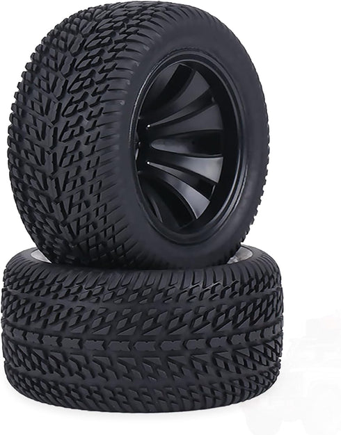 RC Truck Tires, Car Toy Wheels Road Holding, 2pcs/Set Rubber Tyre Tires & Plastic Hubs Wheel for 1:12 RC Car Racing Car Truck Replacement...
