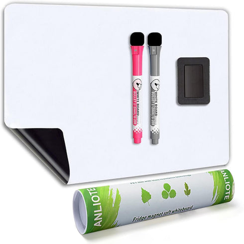Magnetic Dry Erase Board Fridge Whiteboard Sheet 12x8"- Easy to Write and Clean, Flexible Refrigerator Small White Board for Home Kitchen Shopping...
