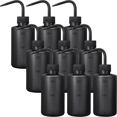 9 Pcs 250 ml Tattoo Wash Bottle Water Squirt Bottle Lab Squeeze Bottles Lash Water Bottle with Narrow Mouth Scale Labels Safety Rinse Bottle for E...