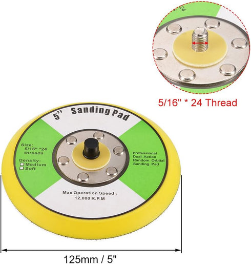 uxcell 5" Hook and Loop Backing Pad Sanding Polishing Backer Plate with 5/16"x24 Thread for Random Orbit Sander Polisher Buffer...
