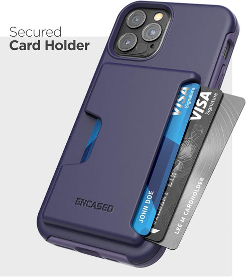 ENCASED Phantom Wallet Case Compatible with iPhone 12 Pro Max Protective Cover with Card Holder Slot (3 Credit Cards Capacity) Purple...