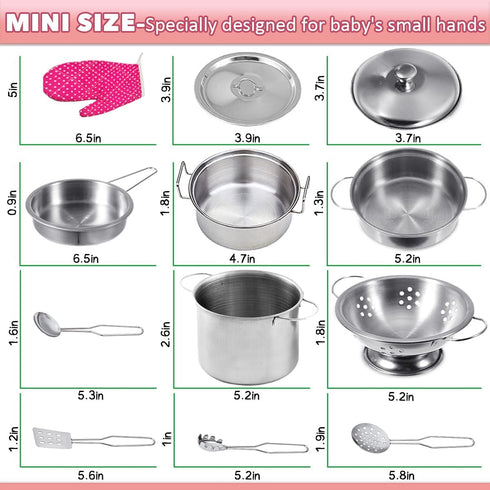 Cookware Pots and Pans Play Set with Cooking Mini Stainless-Steel Kitchen Cooking Utensils Toys,Pretend Toys for Kids, Educational?Development Toy...