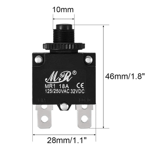 uxcell 2Pcs Thermal Overload Protector AC 125/250V 18A Push Button Reset Circuit Breaker...