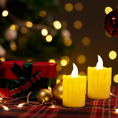 12 Pack Flameless Tea Lights Candles, Battery Operated LED Tea Light in Warm White,Flameless Flickering Romantic Wedding Candles for Festival Part...