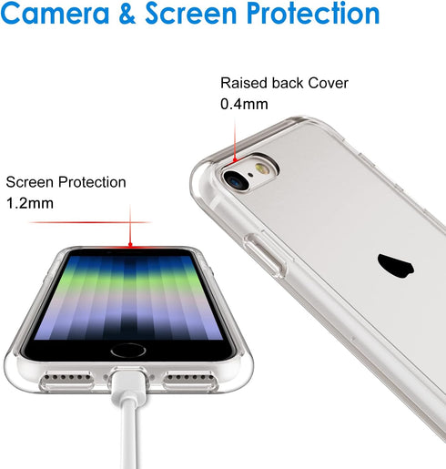 JETech Case for iPhone SE 3/2 (2022/2020 Edition), 4.7-Inch, Non-Yellowing Shockproof Phone Bumper Cover, Anti-Scratch Clear Back (Clear)...