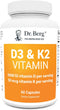 Dr. Berg D3 K2 Vitamin 5000 IU w/MCT Oil - includes 50 mcg MK7 Vitamin K2, Purified Bile Salts, Zinc & Magnesium for Ultimate Absorption - K2 D3 V...