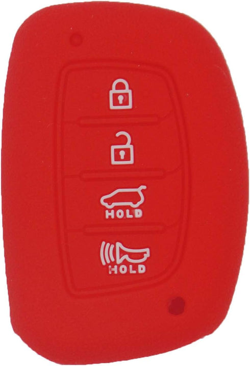 2 Pack 4 Buttons Silicone Remote Key Fob Cover Protector Case Holder Skin Jacket for Hyundai 2018 2017 2016 Tucson Elantra Sonata, Red Blue...