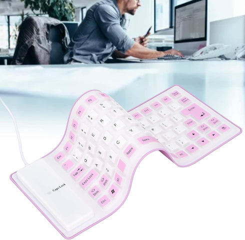 Silicone Keyboard, Foldable Flexible Keyboard USB Wired Gaming Keyboard, 85 Keys, Fully Sealed Design, Roll-up Silent Soft Keyboard, Waterproof, D...