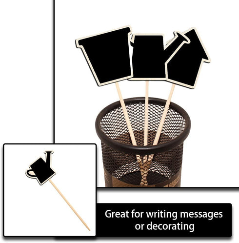 10 Pcs Wood Chalkboard Signs Mini Wooden Plant Labels Creative Black Board Plant Markers for Seed Potted Herbs Flowers Vegetables...