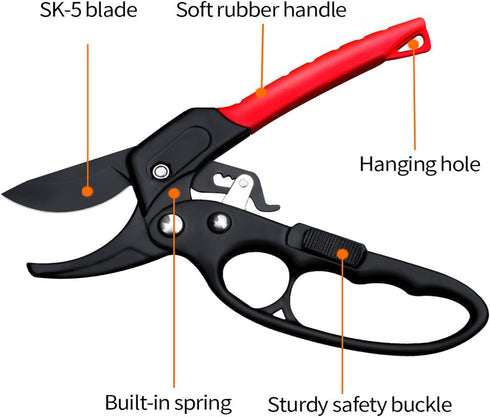 Hand Pruner? Pruning Shear?Garden clippers, snip scissors, ratchet pruning shears, work 3 times easier, gardening tools, sharp garden scissors, ar...
