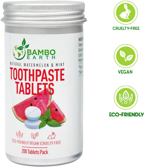 200 Pack Natural Toothpaste Tablet Bits - Chewable Mouthwash Whitening Burts Bees Bite Tablets for Teeth SLS & Fluoride Free Eco & Travel Friendly...